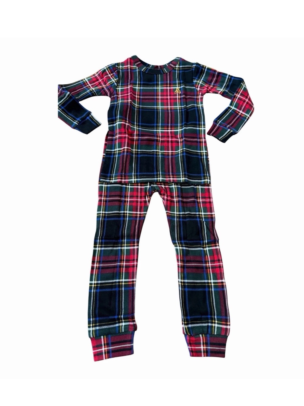 GAP Baby Holiday Two Piece Cotton Pajamas, Black Tartan Plaid, Size 2T, NEW